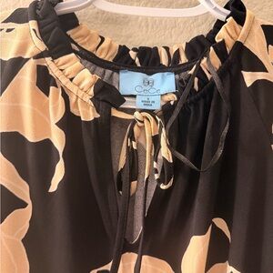 CeCe Black and Tan Floral Print Skirt